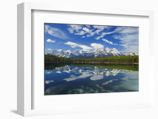 Canada, Alberta, Banff National Park. Rocky Mountains reflection in Herbert Lake.-Jaynes Gallery-Framed Photographic Print