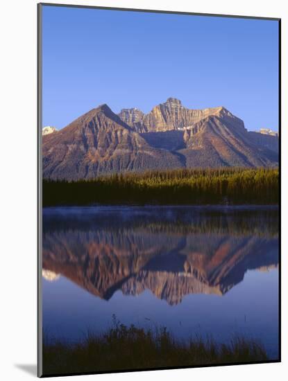 Canada, Alberta, Banff National Park, Sunrise Light on the Bow Range Reflects in Herbert Lake-John Barger-Mounted Photographic Print
