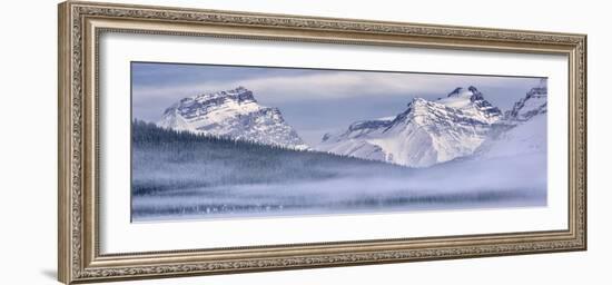 Canada, Alberta, BanffNP, Panoramic view of Mount Andromache, Mount Hector, and Bow Lake with fog-Ann Collins-Framed Photographic Print