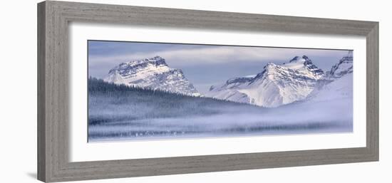 Canada, Alberta, BanffNP, Panoramic view of Mount Andromache, Mount Hector, and Bow Lake with fog-Ann Collins-Framed Photographic Print