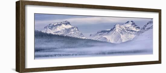 Canada, Alberta, BanffNP, Panoramic view of Mount Andromache, Mount Hector, and Bow Lake with fog-Ann Collins-Framed Photographic Print