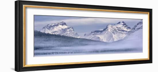 Canada, Alberta, BanffNP, Panoramic view of Mount Andromache, Mount Hector, and Bow Lake with fog-Ann Collins-Framed Photographic Print