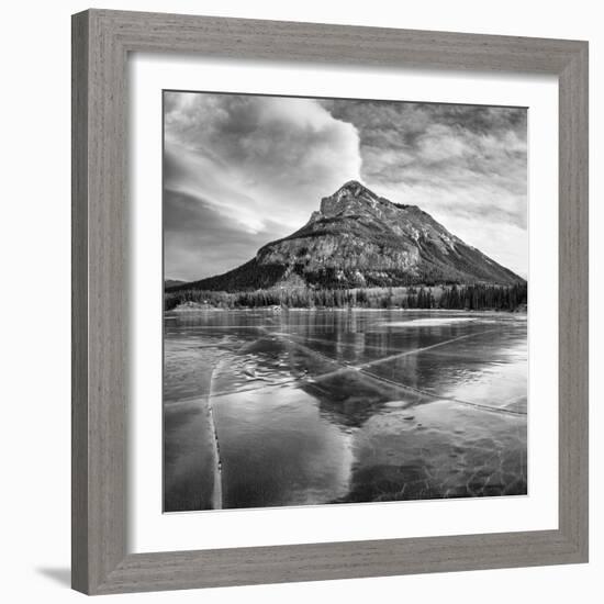 Canada, Alberta, Bow Valley Provincial Park. Frozen Barrier Lake and Mount Baldy-Ann Collins-Framed Premium Photographic Print