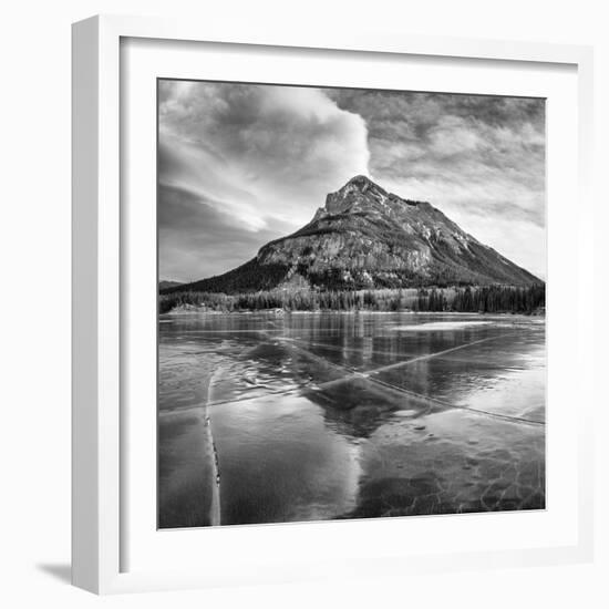 Canada, Alberta, Bow Valley Provincial Park. Frozen Barrier Lake and Mount Baldy-Ann Collins-Framed Premium Photographic Print