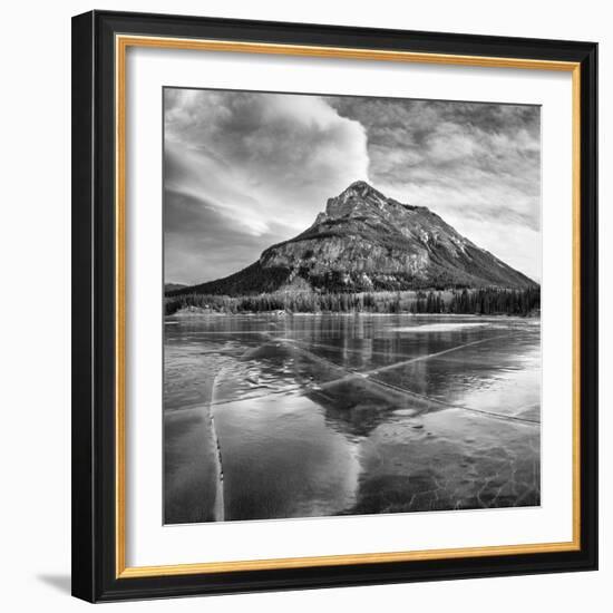 Canada, Alberta, Bow Valley Provincial Park. Frozen Barrier Lake and Mount Baldy-Ann Collins-Framed Premium Photographic Print