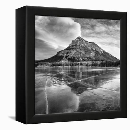 Canada, Alberta, Bow Valley Provincial Park. Frozen Barrier Lake and Mount Baldy-Ann Collins-Framed Premier Image Canvas