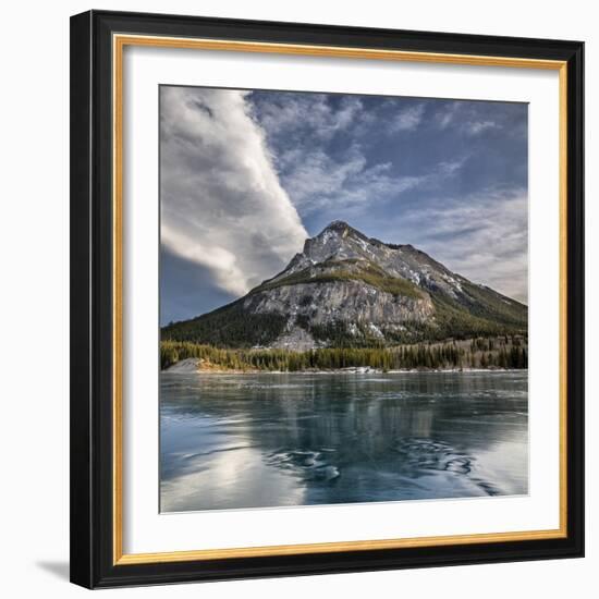Canada, Alberta, Bow Valley Provincial Park, Mount Baldy and frozen Barrier Lake-Ann Collins-Framed Premium Photographic Print