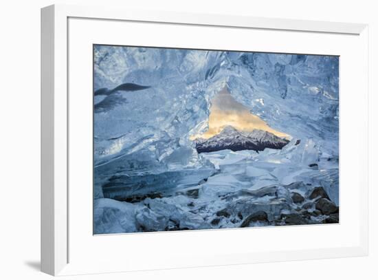 Canada, Alberta, Canadian Rockies. Small ice cave at Abraham Lake-Ann Collins-Framed Photographic Print