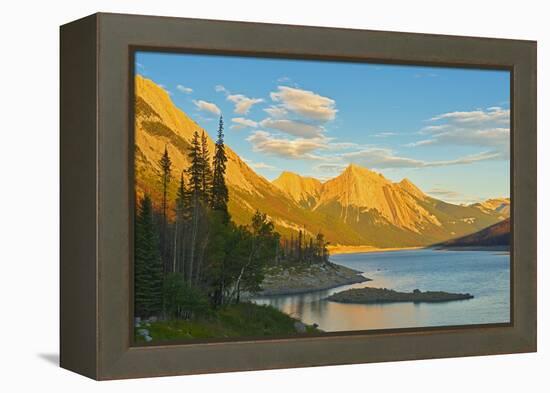 Canada, Alberta, Jasper National Park. Medicine Lake and Canadian Rocky Mountains.-Jaynes Gallery-Framed Premier Image Canvas