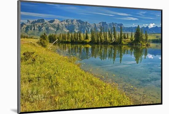 Canada, Alberta, Jasper National Park. Mountains and trees reflection in Talbot Lake.-Jaynes Gallery-Mounted Photographic Print
