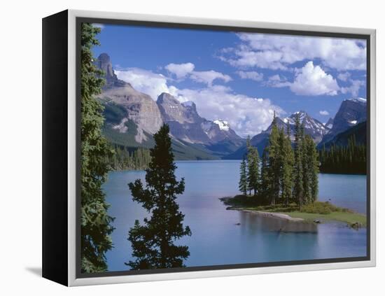 Canada, Alberta, Jasper National Park, Spirit Island and Maligne Lake-John Barger-Framed Premier Image Canvas