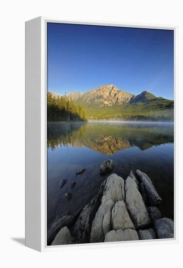Canada, Alberta, Jasper National Park. Sunrise on Pyramid Mountain and Lake.-Jaynes Gallery-Framed Premier Image Canvas