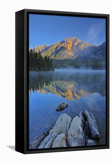 Canada, Alberta, Jasper National Park. Sunrise on Pyramid Mountain and Lake.-Jaynes Gallery-Framed Premier Image Canvas