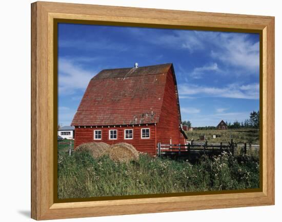 Canada, Alberta, Red Barn-Mike Grandmaison-Framed Premier Image Canvas