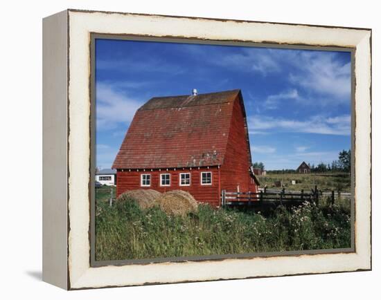 Canada, Alberta, Red Barn-Mike Grandmaison-Framed Premier Image Canvas