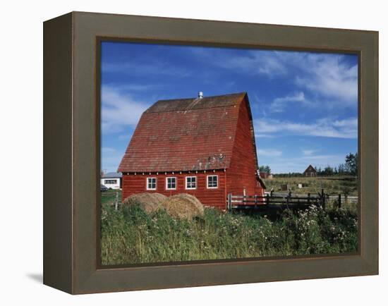 Canada, Alberta, Red Barn-Mike Grandmaison-Framed Premier Image Canvas