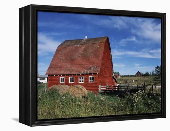 Canada, Alberta, Red Barn-Mike Grandmaison-Framed Premier Image Canvas