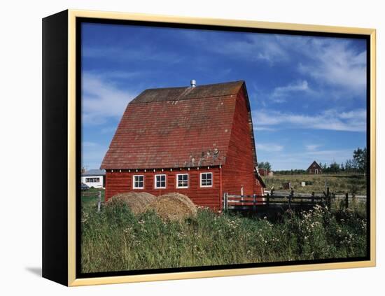 Canada, Alberta, Red Barn-Mike Grandmaison-Framed Premier Image Canvas