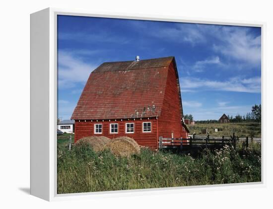 Canada, Alberta, Red Barn-Mike Grandmaison-Framed Premier Image Canvas