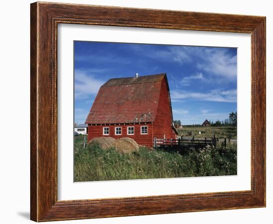 Canada, Alberta, Red Barn-Mike Grandmaison-Framed Photographic Print