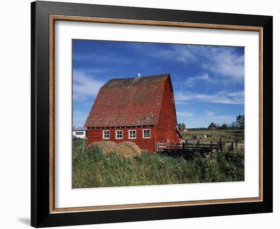 Canada, Alberta, Red Barn-Mike Grandmaison-Framed Photographic Print