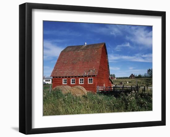 Canada, Alberta, Red Barn-Mike Grandmaison-Framed Photographic Print