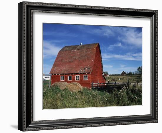 Canada, Alberta, Red Barn-Mike Grandmaison-Framed Photographic Print