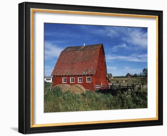 Canada, Alberta, Red Barn-Mike Grandmaison-Framed Photographic Print