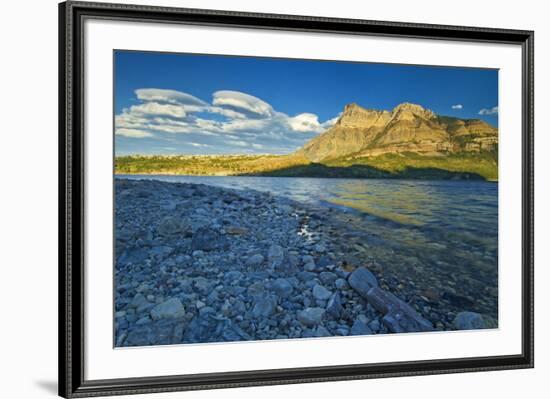 Canada, Alberta, Waterton Lakes National Park. Sunrise on Vimy Ridge and Lower Waterton Lake.-Jaynes Gallery-Framed Photographic Print