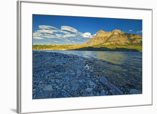 Canada, Alberta, Waterton Lakes National Park. Sunrise on Vimy Ridge and Lower Waterton Lake.-Jaynes Gallery-Framed Photographic Print