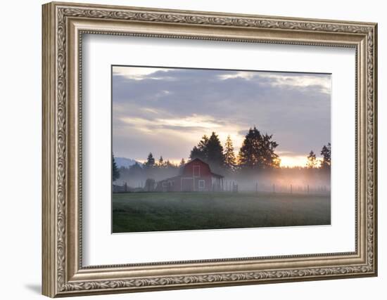 Canada, B.C., Vancouver Island. Barn on a Farm in the Cowichan Valley-Kevin Oke-Framed Photographic Print