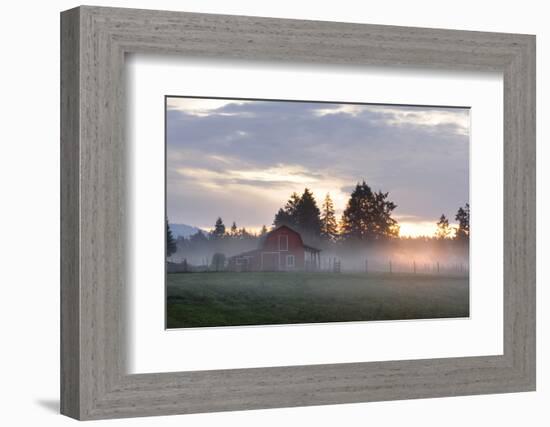 Canada, B.C., Vancouver Island. Barn on a Farm in the Cowichan Valley-Kevin Oke-Framed Photographic Print