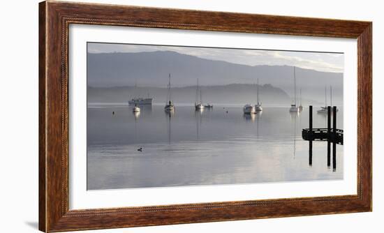 Canada, B.C, Vancouver Island. Boats at Anchor on Cowichan Bay-Kevin Oke-Framed Photographic Print