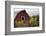 Canada, B.C., Vancouver Island, Cowichan Valley. Sunflowers by a Barn-Kevin Oke-Framed Photographic Print