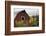 Canada, B.C., Vancouver Island, Cowichan Valley. Sunflowers by a Barn-Kevin Oke-Framed Photographic Print