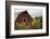 Canada, B.C., Vancouver Island, Cowichan Valley. Sunflowers by a Barn-Kevin Oke-Framed Photographic Print