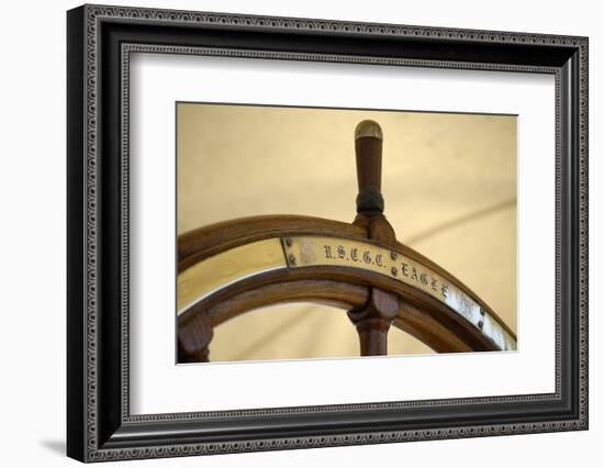 Canada, B.C, Victoria. Brass and Wood Steering Wheel on the Uscg Eagle-Kevin Oke-Framed Photographic Print