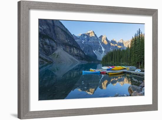 Canada, Banff NP, Valley of the Ten Peaks, Moraine Lake, Canoe Dock-Jamie & Judy Wild-Framed Photographic Print