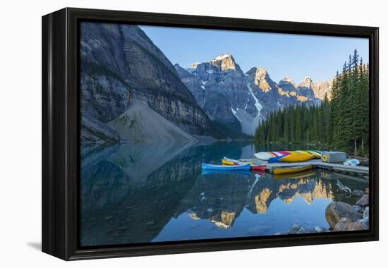 Canada, Banff NP, Valley of the Ten Peaks, Moraine Lake, Canoe Dock-Jamie & Judy Wild-Framed Premier Image Canvas