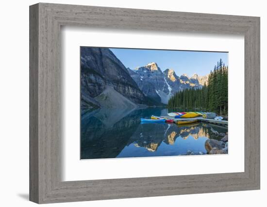 Canada, Banff NP, Valley of the Ten Peaks, Moraine Lake, Canoe Dock-Jamie & Judy Wild-Framed Photographic Print