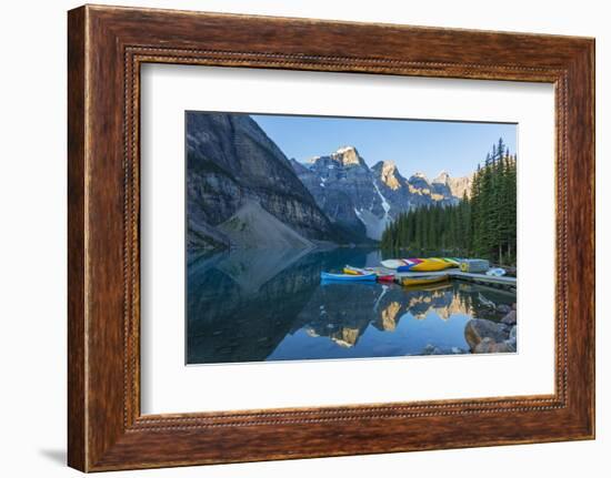 Canada, Banff NP, Valley of the Ten Peaks, Moraine Lake, Canoe Dock-Jamie & Judy Wild-Framed Photographic Print