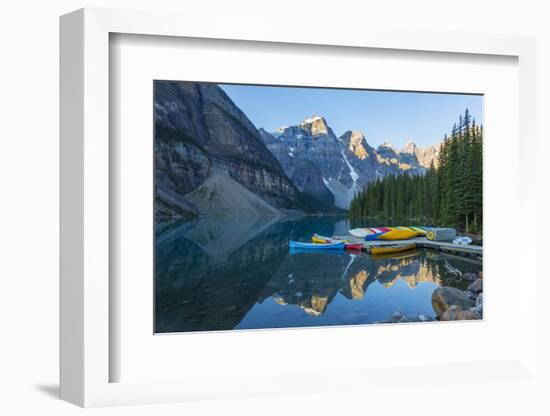 Canada, Banff NP, Valley of the Ten Peaks, Moraine Lake, Canoe Dock-Jamie & Judy Wild-Framed Photographic Print