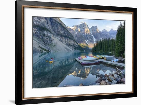 Canada, Banff NP, Valley of the Ten Peaks, Moraine Lake, Canoe Dock-Jamie & Judy Wild-Framed Photographic Print