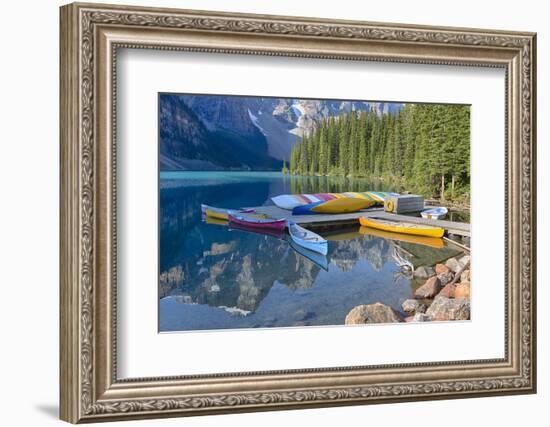 Canada, Banff NP, Valley of the Ten Peaks, Moraine Lake, Canoe Dock-Jamie & Judy Wild-Framed Photographic Print