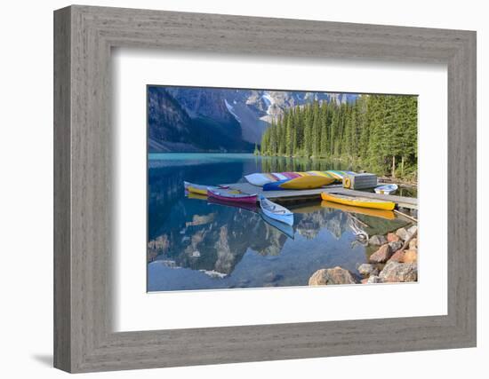 Canada, Banff NP, Valley of the Ten Peaks, Moraine Lake, Canoe Dock-Jamie & Judy Wild-Framed Photographic Print