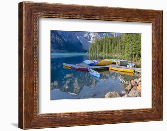 Canada, Banff NP, Valley of the Ten Peaks, Moraine Lake, Canoe Dock-Jamie & Judy Wild-Framed Photographic Print