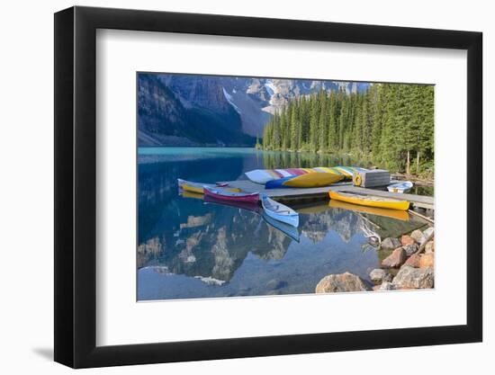 Canada, Banff NP, Valley of the Ten Peaks, Moraine Lake, Canoe Dock-Jamie & Judy Wild-Framed Photographic Print