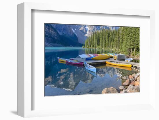 Canada, Banff NP, Valley of the Ten Peaks, Moraine Lake, Canoe Dock-Jamie & Judy Wild-Framed Photographic Print