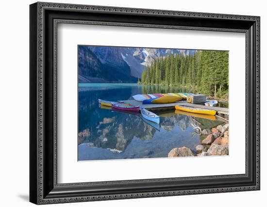 Canada, Banff NP, Valley of the Ten Peaks, Moraine Lake, Canoe Dock-Jamie & Judy Wild-Framed Photographic Print