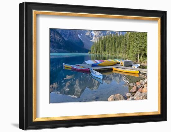 Canada, Banff NP, Valley of the Ten Peaks, Moraine Lake, Canoe Dock-Jamie & Judy Wild-Framed Photographic Print